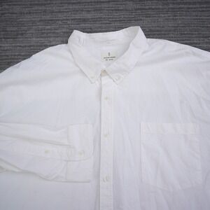 Mutual Weave Men White Long Sleeve Button Down Oxford Shirt Big New 4XL Tall‎